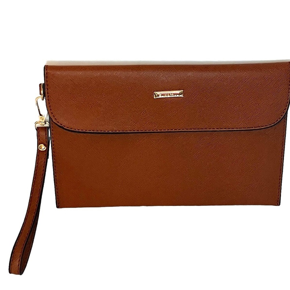 NWOT Elim & Paul Wristlet purse Clutch  Brown Small Removable Handle‎ Pocketbook